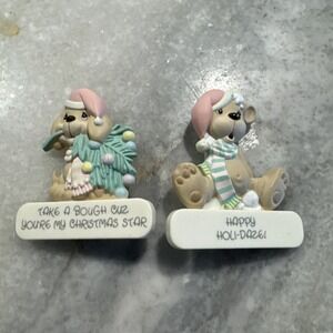 Lot of 2 Christmas Animals SAMUEL J BUTCHER Vintage Resin Brooch Pin‎